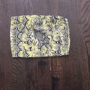 Neon yellow snakeskin tube top